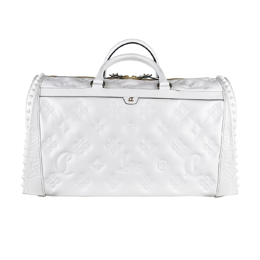 Christian Louboutin: Sneakender LoubiNTheSky Padded Duffel Bag- White leather